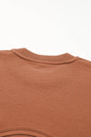 Orange Raw Edge Patch Pocket Exposed Seam Loose Sweater-Tops-MomFashion