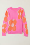 Flower Pattern Slouchy Sweater-Tops-MomFashion