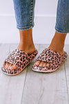 Pink Leopard Print Thick Sole Slip On Slippers-Shoes & Bags-MomFashion