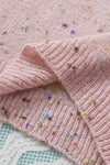 Pink Pilling Detail Patterned Sleeve Sweater-Tops-MomFashion