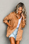 Camel Faux Suede Button Up Jacket-Outerwear-MomFashion